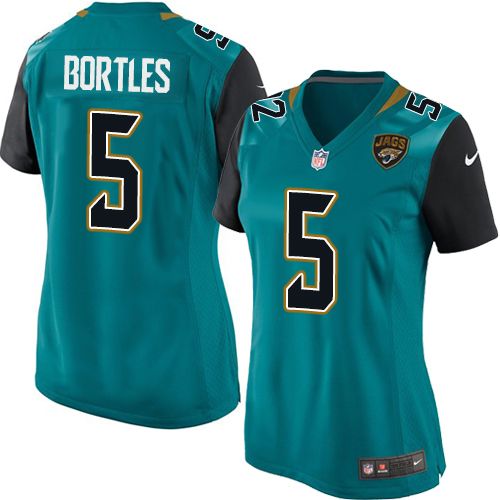 Women's Elite Blake Bortles Nike Jersey Teal Green Home - #5 NFL Jacksonville Jaguars